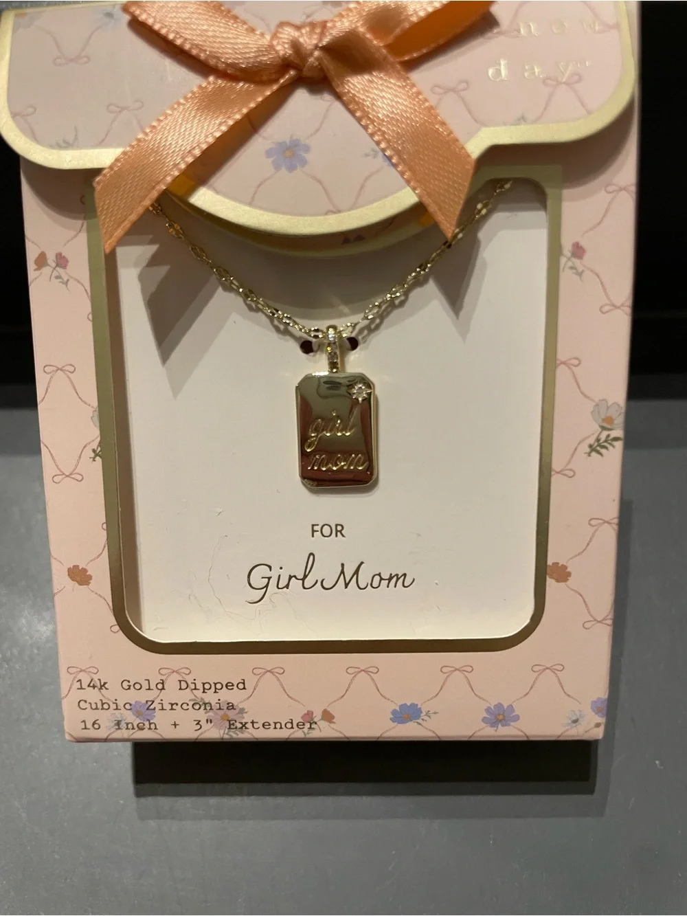 A New Day 14k gold-dipped “Girl Mom” pendant necklace 16 inch + 3” Extender New - Picture 1 of 2